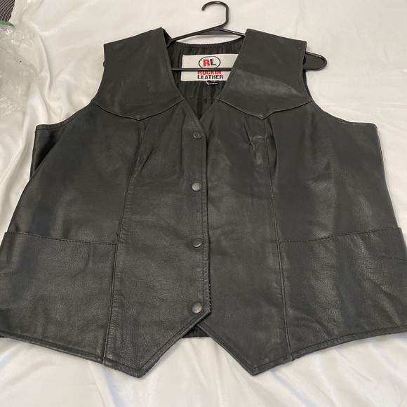 Motorcycle BIKERS LEATHER VEST Womens 2XL black - Picture 1 of 4